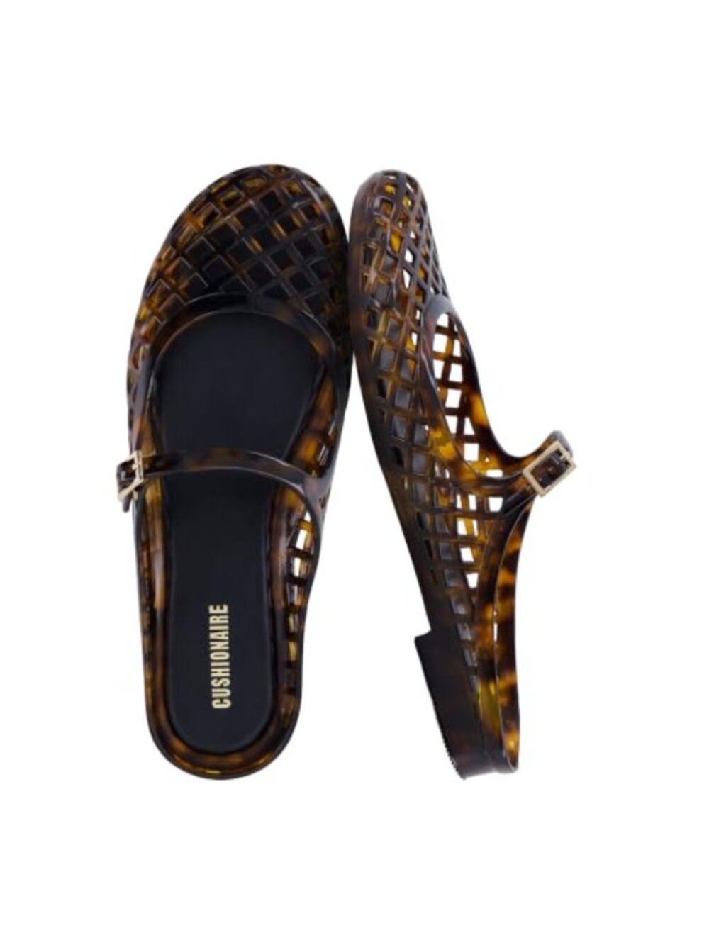 Cushionaire Java Women's Jelly Flats Adjustable Strap Closed Toe Mary Janes Mule